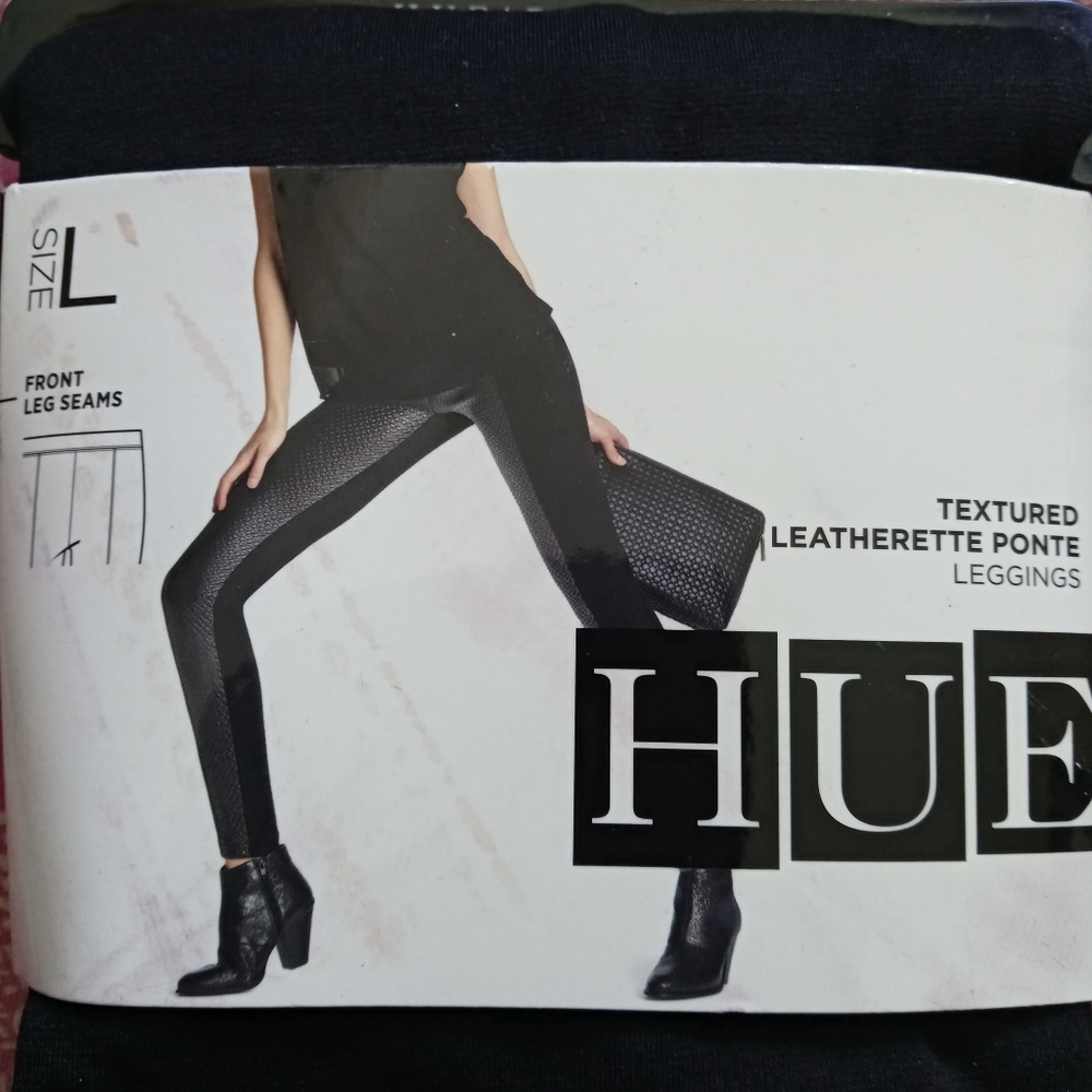 Hue textured leatherette leggings size Large - Picture 5 of 7
